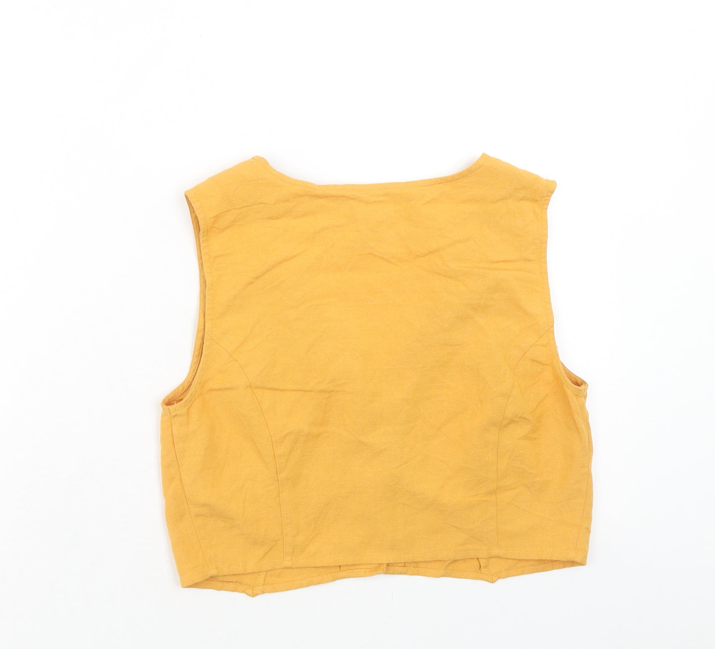 Primark Womens Yellow Viscose Cropped Tank Size 10 V-Neck