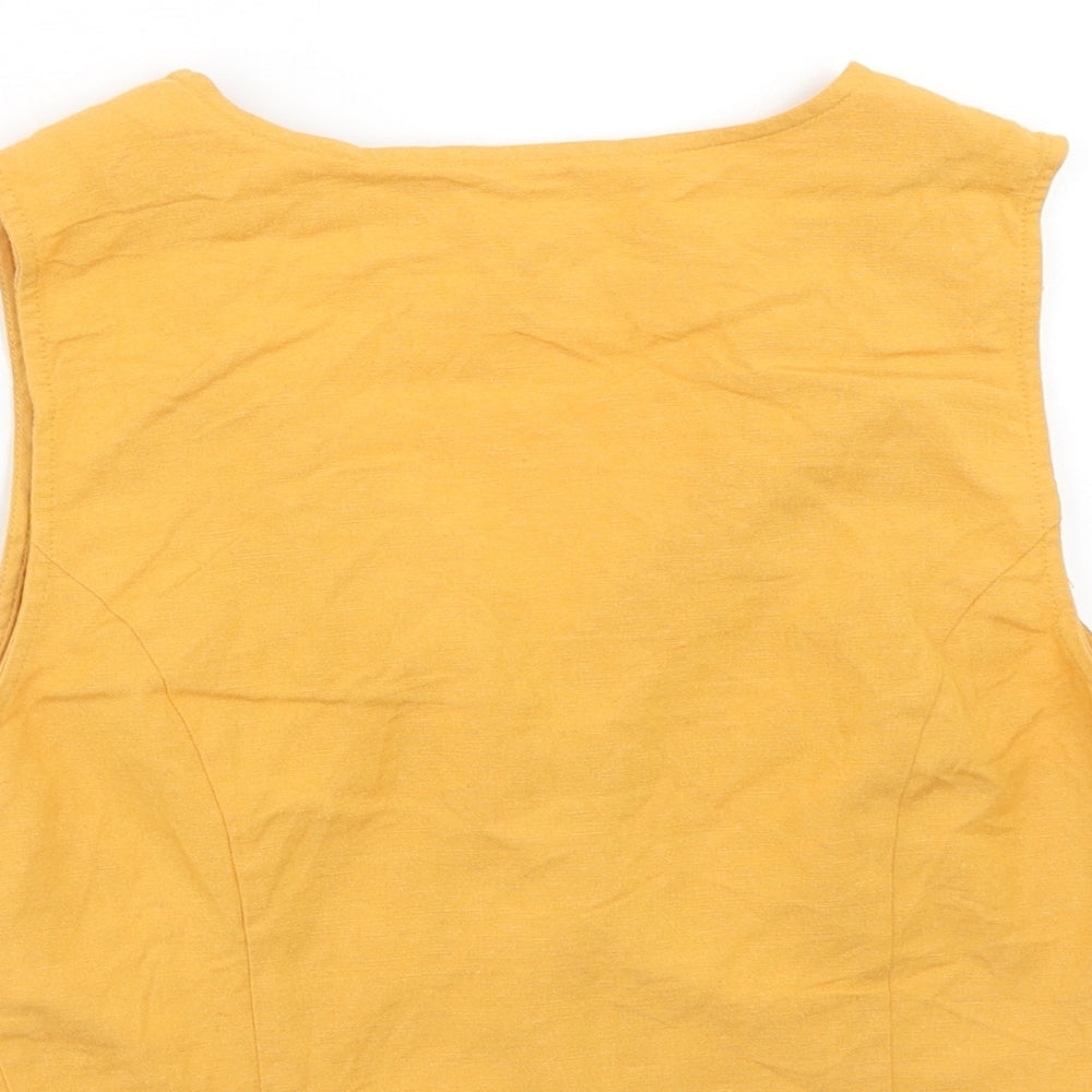 Primark Womens Yellow Viscose Cropped Tank Size 10 V-Neck