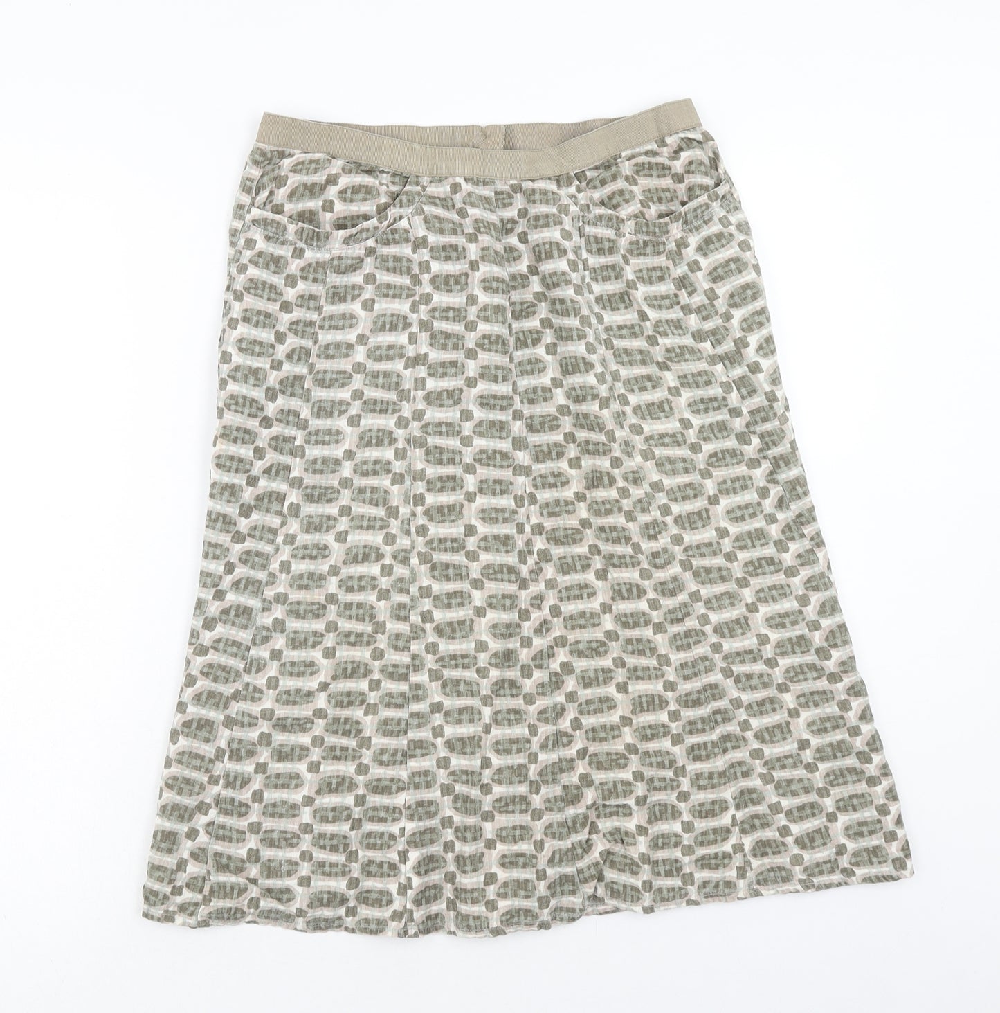 Preworn Womens Brown Geometric Viscose Straight & Pencil Skirt Size M Zip