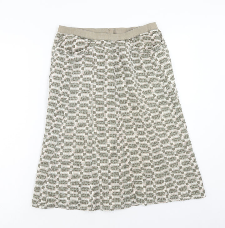 Preworn Womens Brown Geometric Viscose Straight & Pencil Skirt Size M Zip