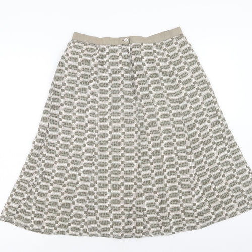 Preworn Womens Brown Geometric Viscose Straight & Pencil Skirt Size M Zip