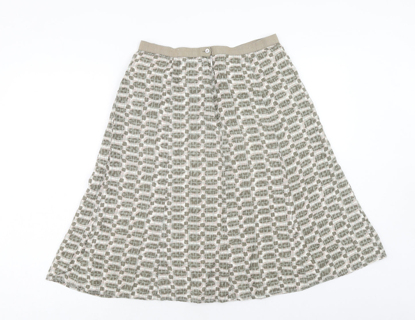 Preworn Womens Brown Geometric Viscose Straight & Pencil Skirt Size M Zip