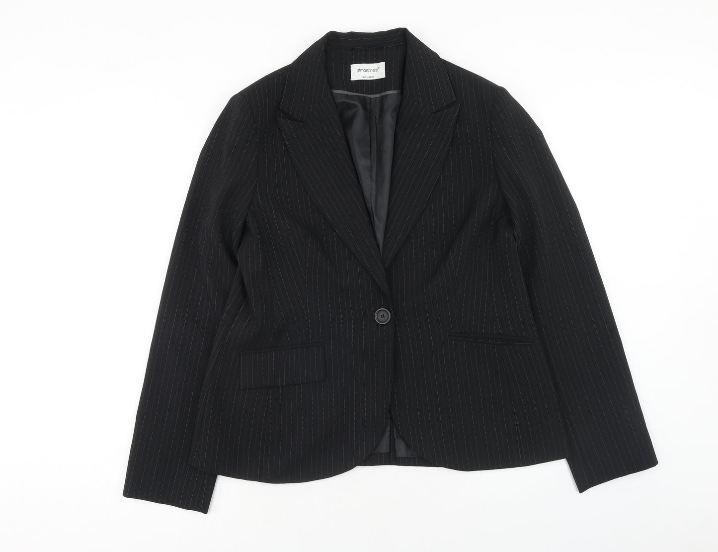 Atmosphere Womens Blue Striped Jacket Blazer Size 16 Button