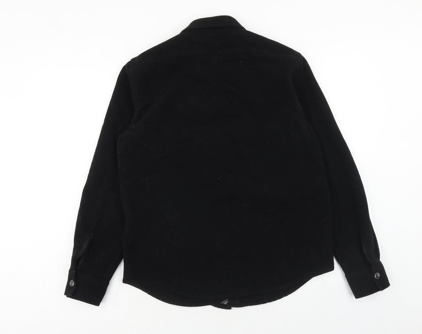 Lee Mens Black Wool Button-Up Size M Collared Button