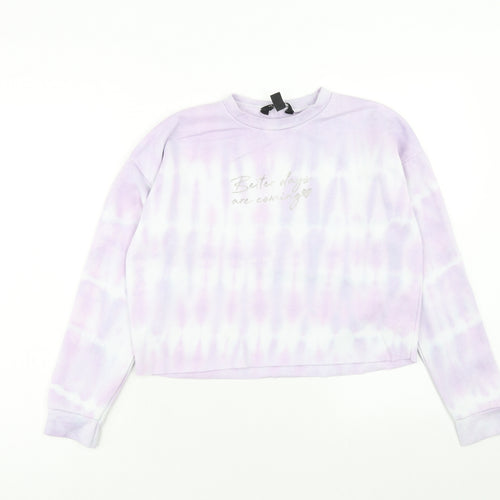 New Look Girls Purple Cotton Pullover Sweatshirt Size 12-13 Years Pullover - Better Days are Coming