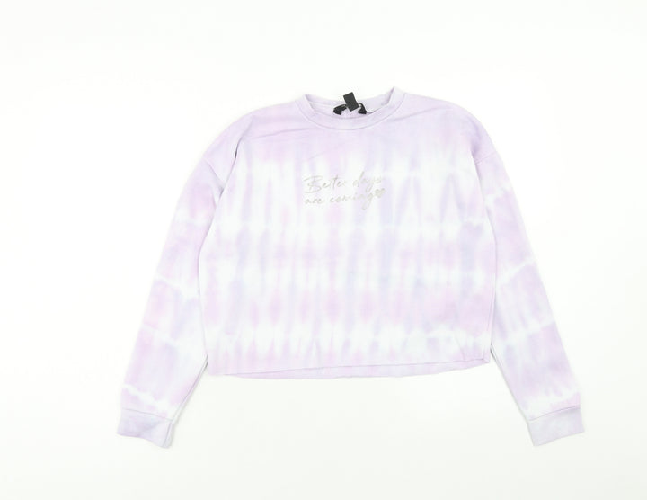 New Look Girls Purple Cotton Pullover Sweatshirt Size 12-13 Years Pullover - Better Days are Coming