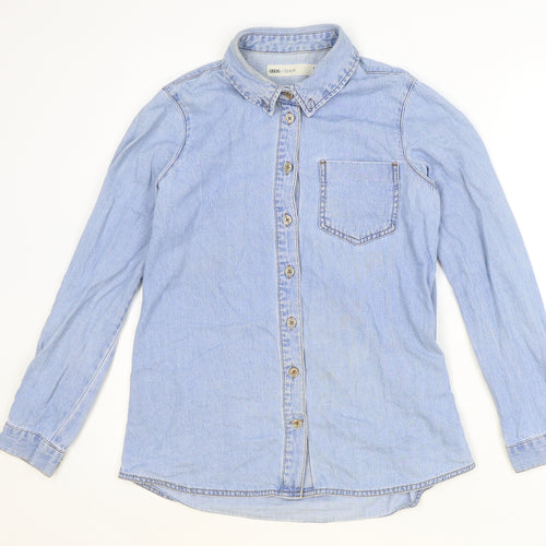 ASOS Womens Blue 100% Cotton Basic Button-Up Size 8 Collared