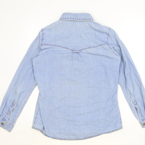 ASOS Womens Blue 100% Cotton Basic Button-Up Size 8 Collared