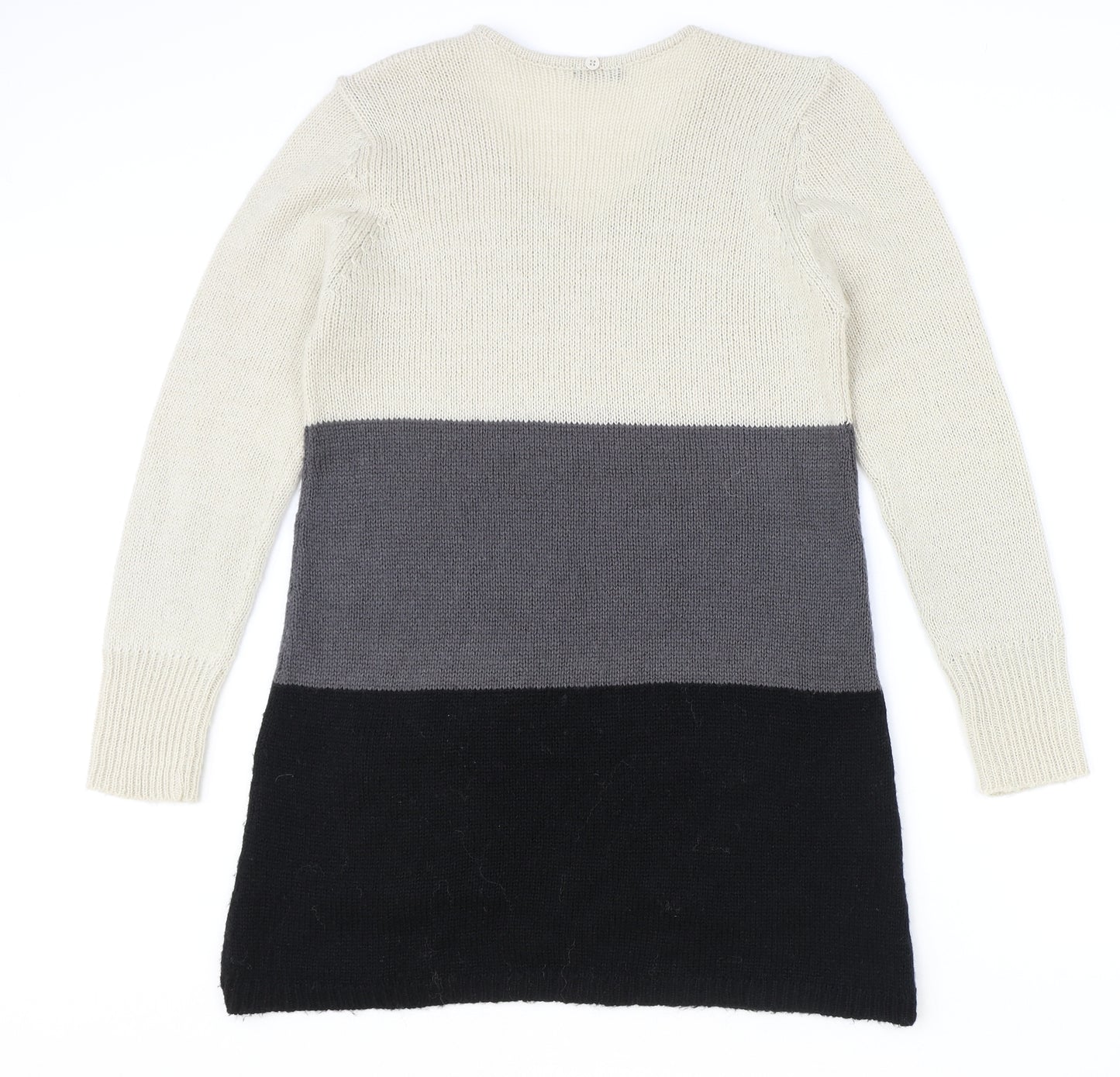 M&Co Womens Multicoloured V-Neck Acrylic Pullover Jumper Size S - Colourblock