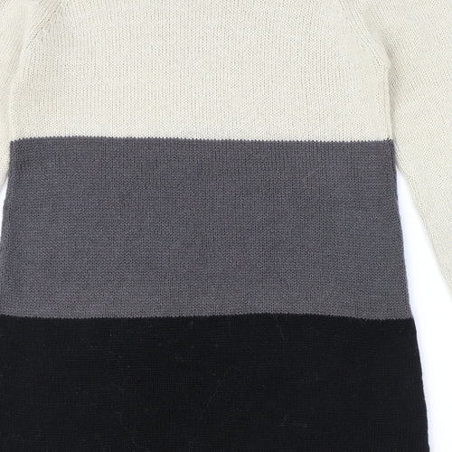 M&Co Womens Multicoloured V-Neck Acrylic Pullover Jumper Size S - Colourblock
