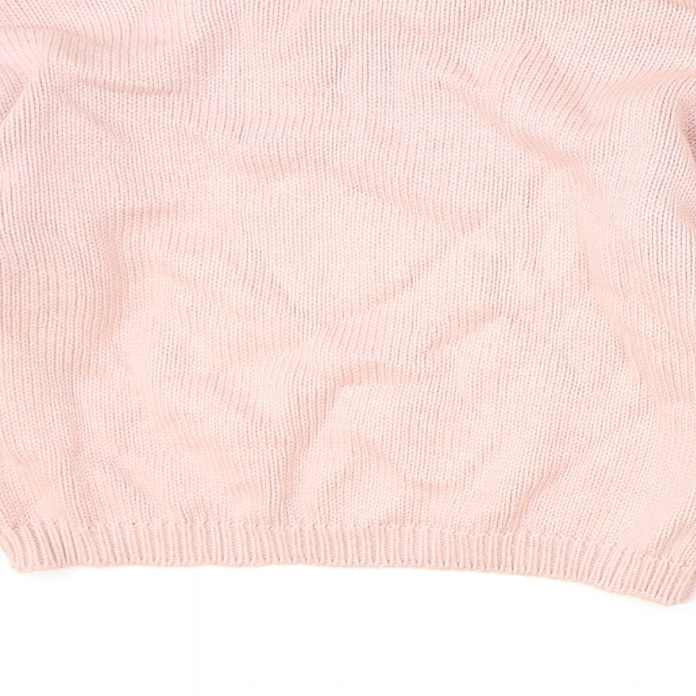 Preworn Girls Pink Round Neck Cotton Pullover Jumper Size 5-6 Years Pullover