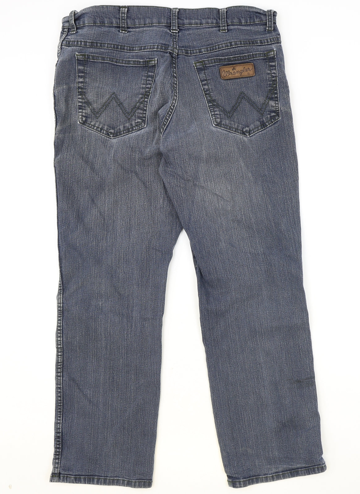 Wrangler Mens Blue Cotton Straight Jeans Size 36 in Regular Zip