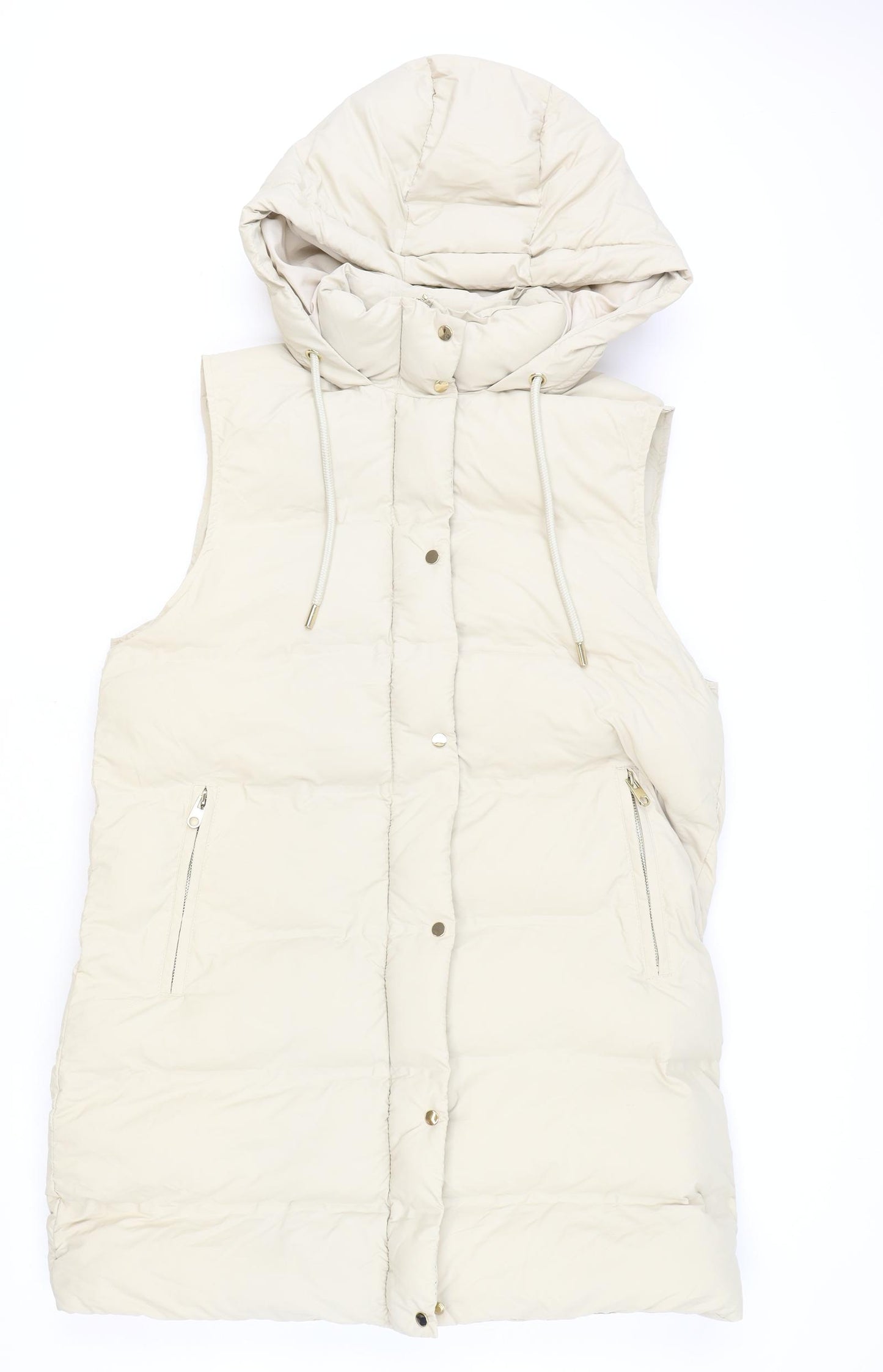 Zara Womens Beige Gilet Jacket Size L Zip