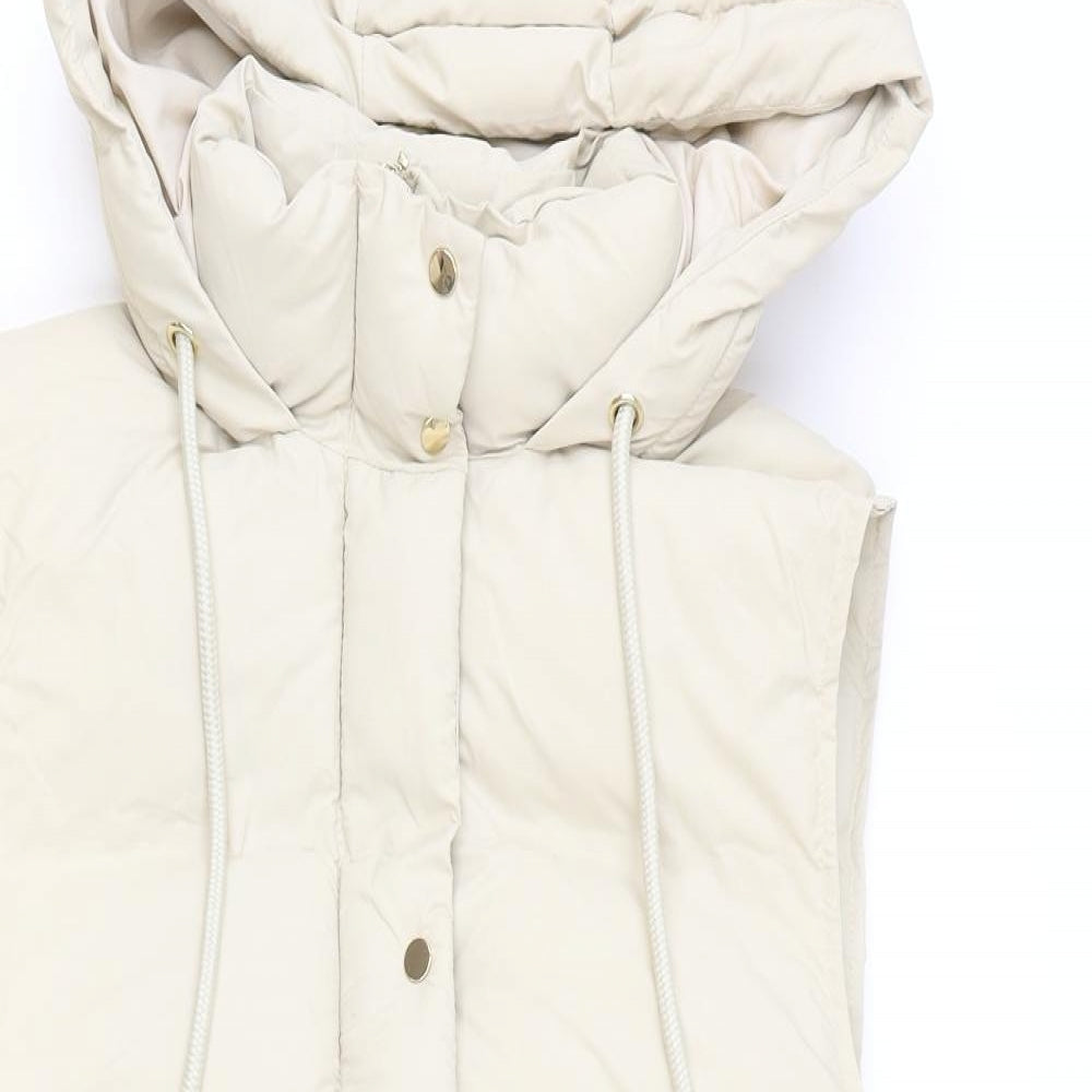Zara Womens Beige Gilet Jacket Size L Zip