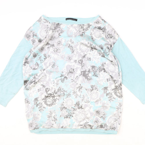 David Emanuel Womens Blue Boat Neck Polyester Pullover Jumper Size S