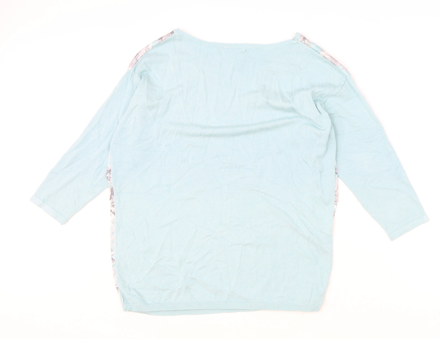 David Emanuel Womens Blue Boat Neck Polyester Pullover Jumper Size S