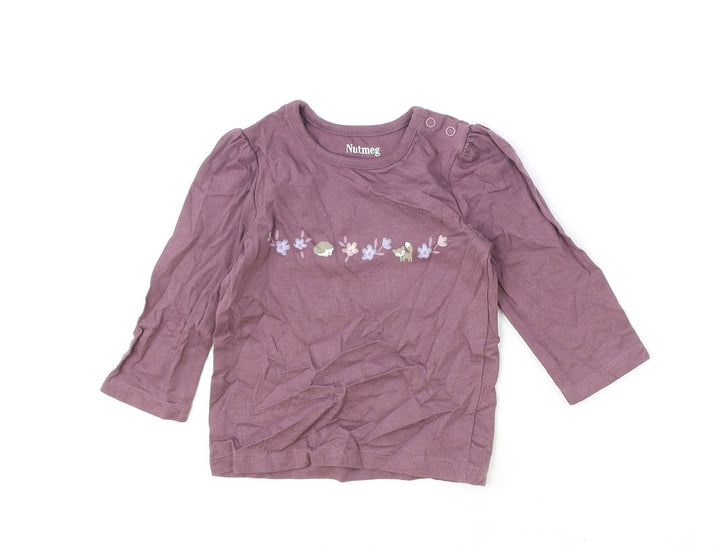 Nutmeg Purple 100% Cotton Basic T-Shirt Size 9-12 Months Round Neck Snap