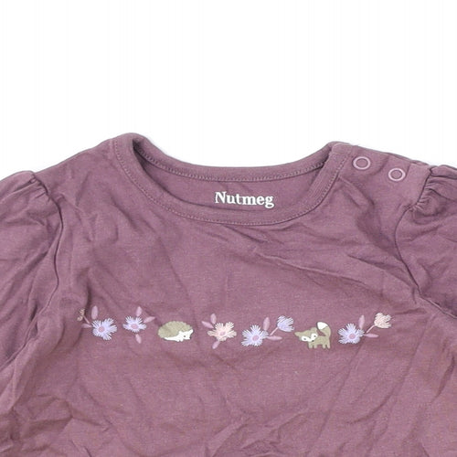 Nutmeg Purple 100% Cotton Basic T-Shirt Size 9-12 Months Round Neck Snap