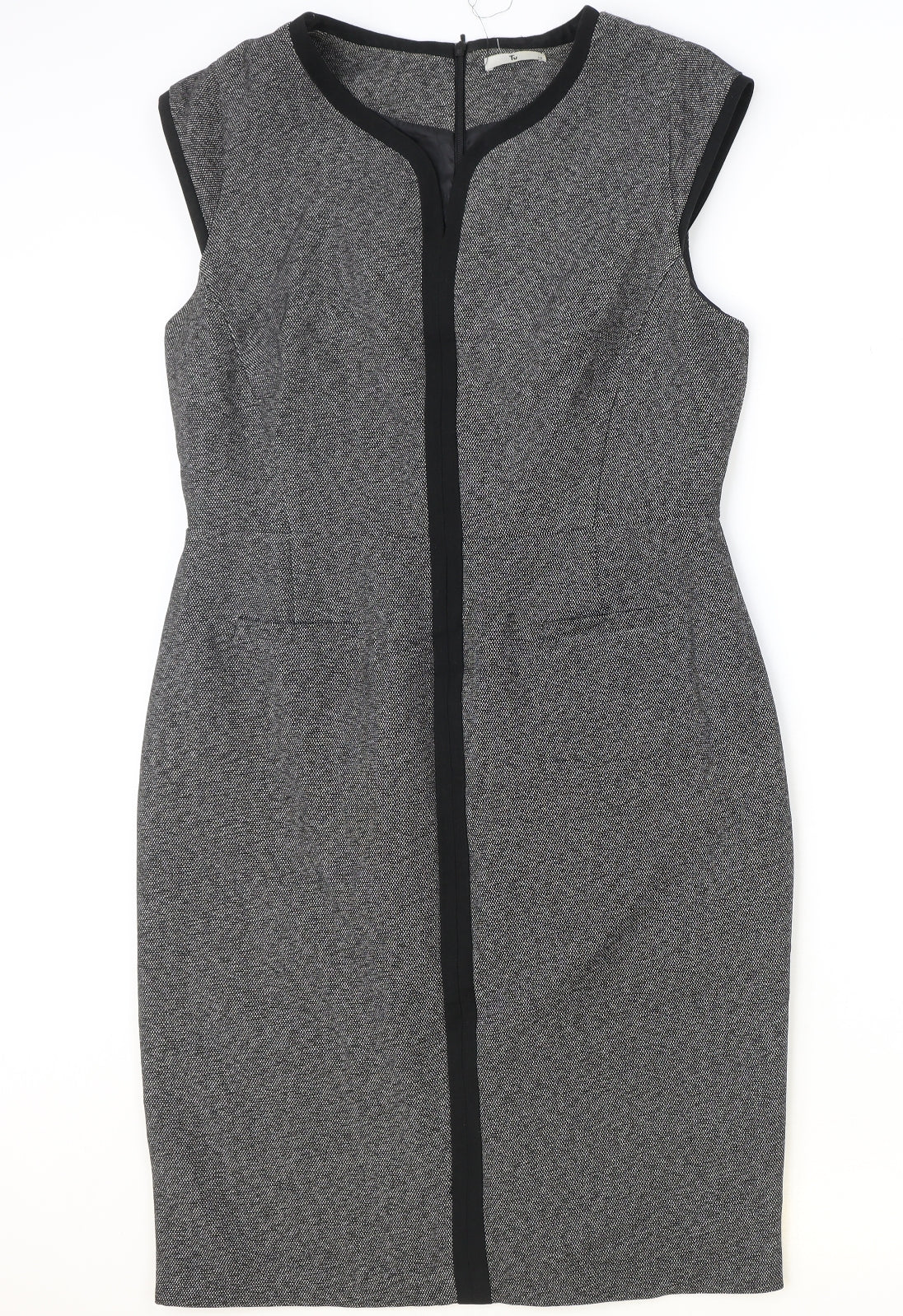 TU Womens Grey Polyester A-Line Size 14 V-Neck Zip