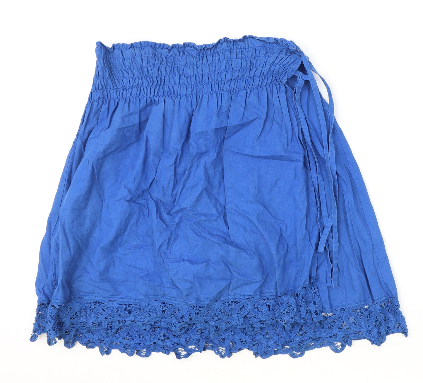Topshop Womens Blue Linen Wrap Skirt Size 10 Tie