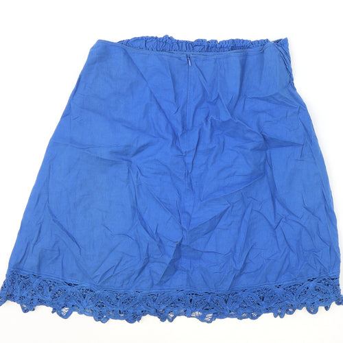Topshop Womens Blue Linen Wrap Skirt Size 10 Tie