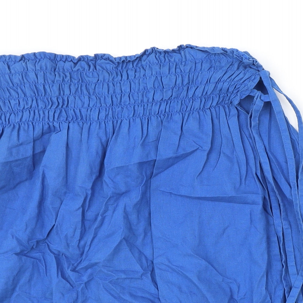 Topshop Womens Blue Linen Wrap Skirt Size 10 Tie