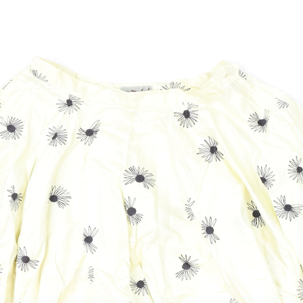St Michael Womens Beige Floral Viscose Swing Skirt Size 26 in Zip