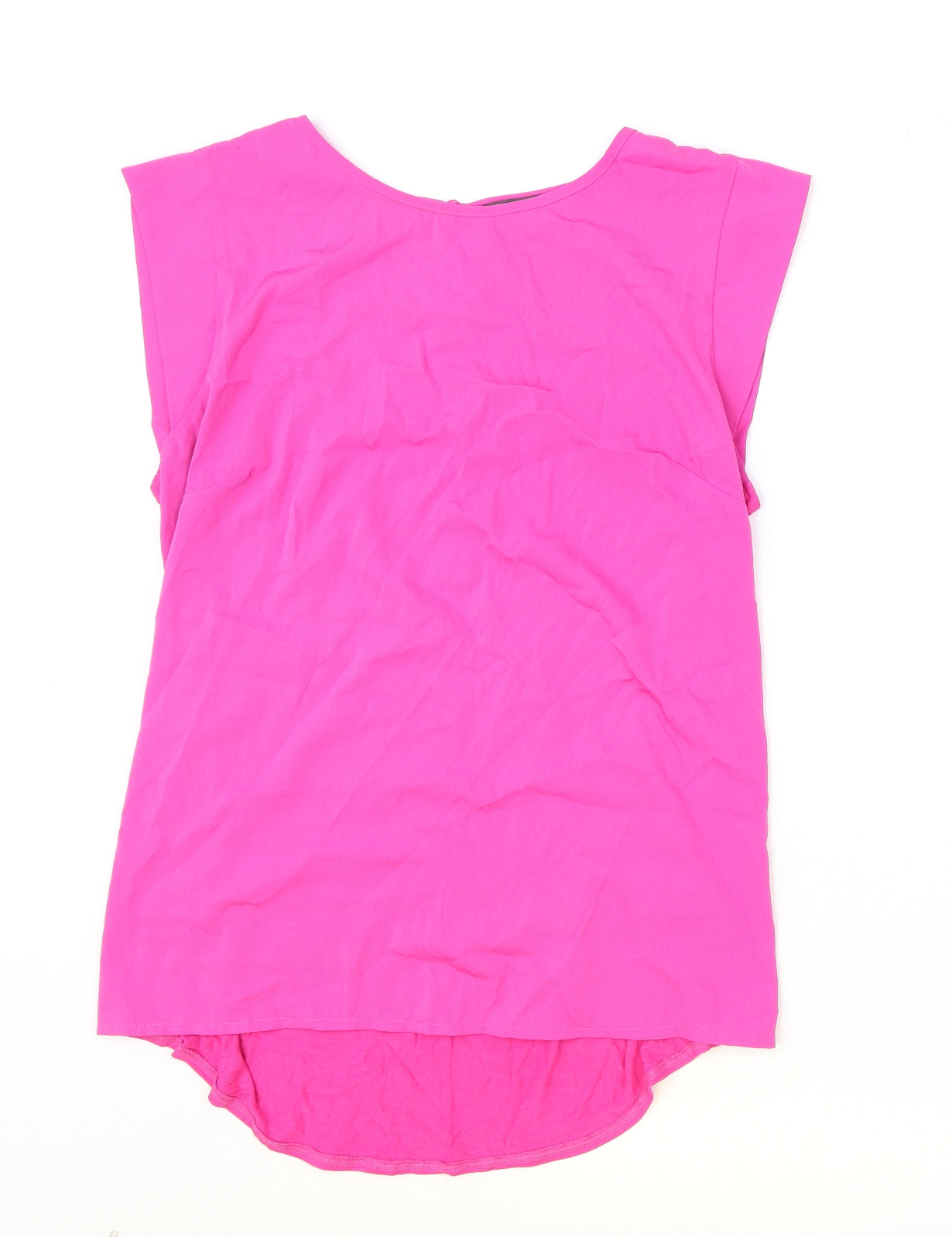 French Connection Womens Pink Polyester Basic Blouse Size L Round Neck