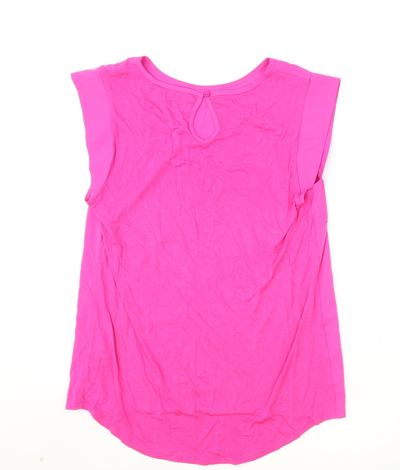 French Connection Womens Pink Polyester Basic Blouse Size L Round Neck