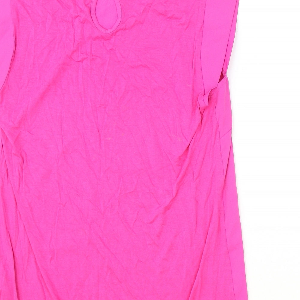 French Connection Womens Pink Polyester Basic Blouse Size L Round Neck