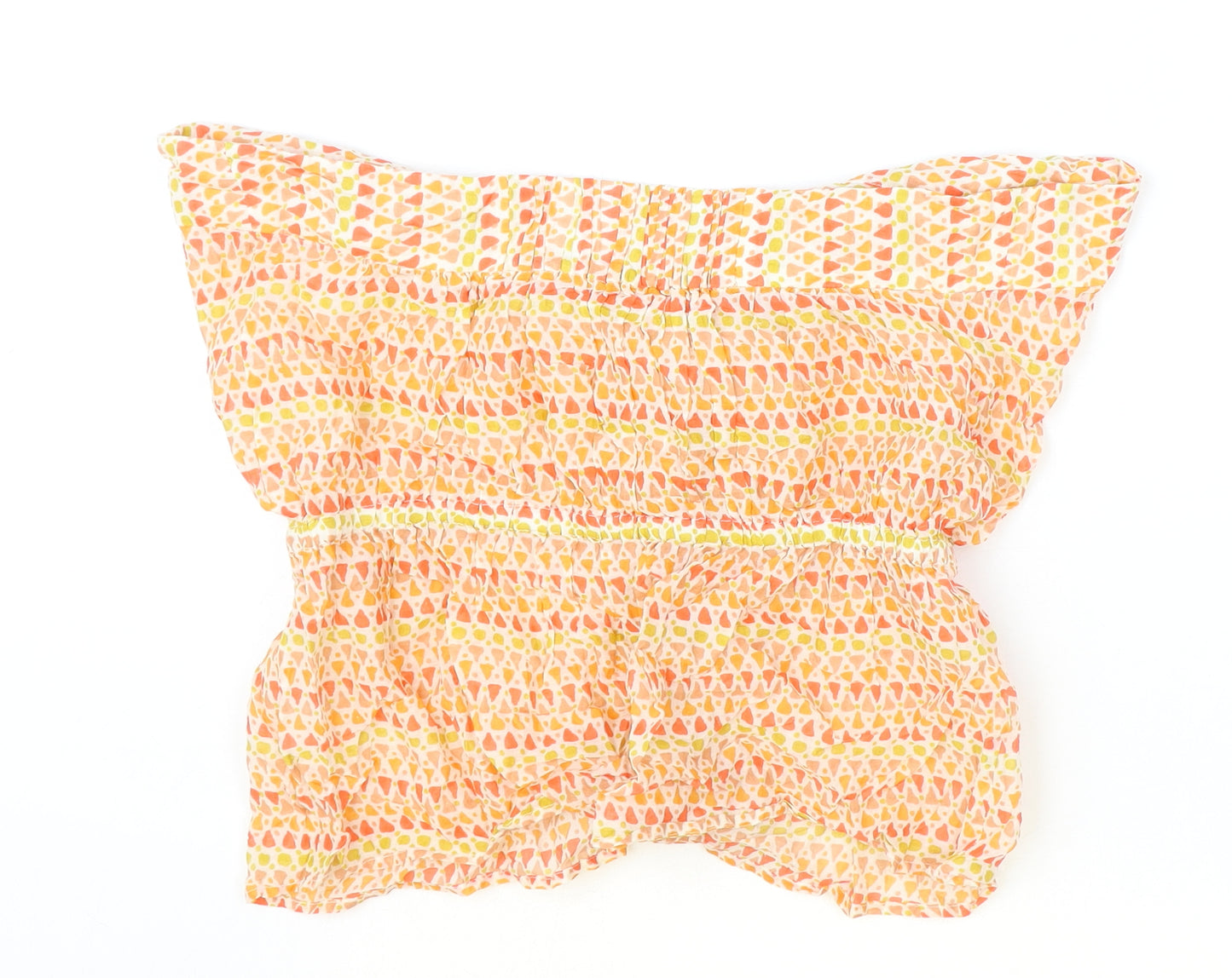 French Connection Womens Orange Geometric Viscose Basic Blouse Size 12 V-Neck