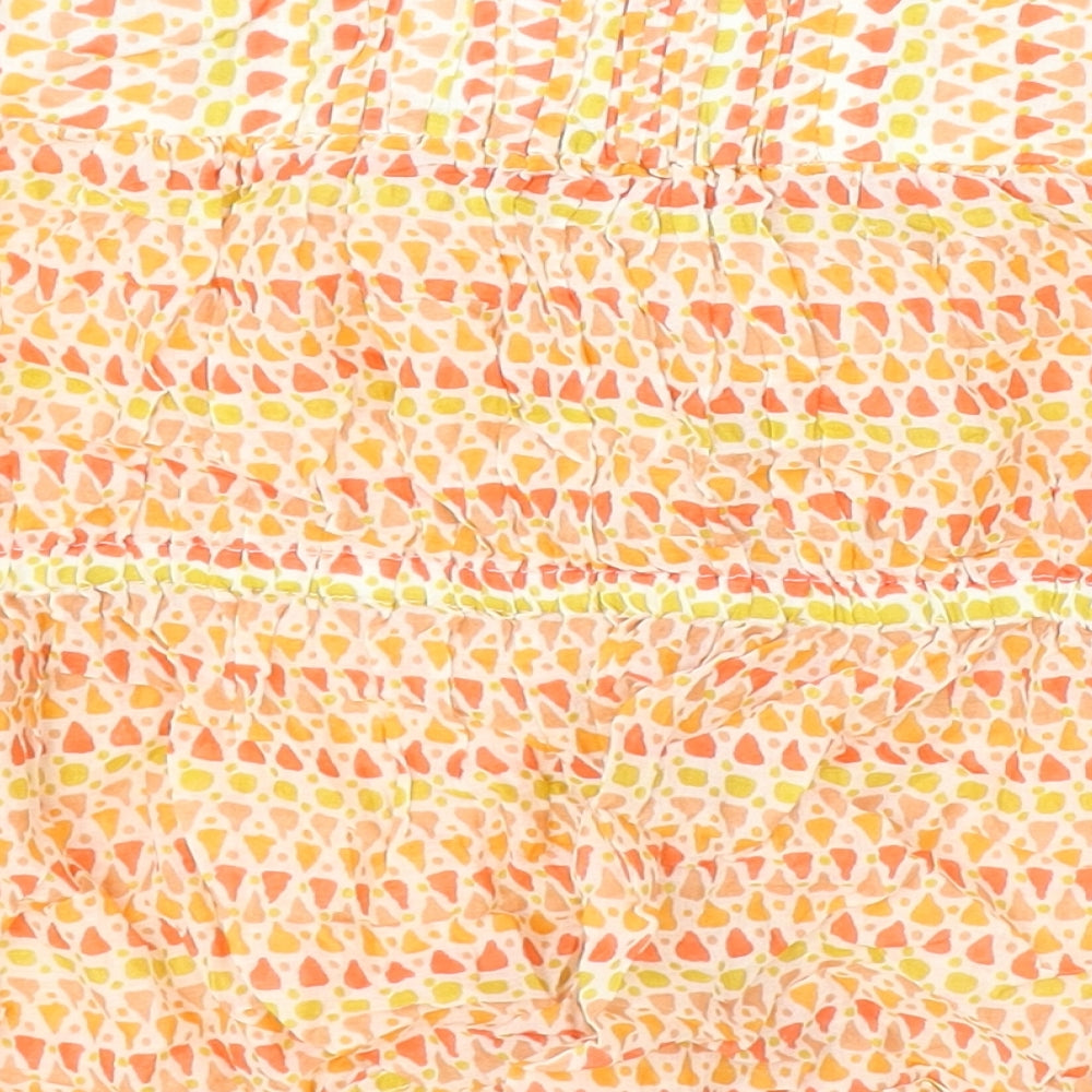 French Connection Womens Orange Geometric Viscose Basic Blouse Size 12 V-Neck