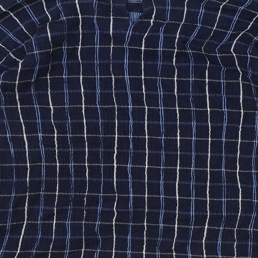 Toast Womens Blue Check 100% Cotton Basic T-Shirt Size 18 Round Neck