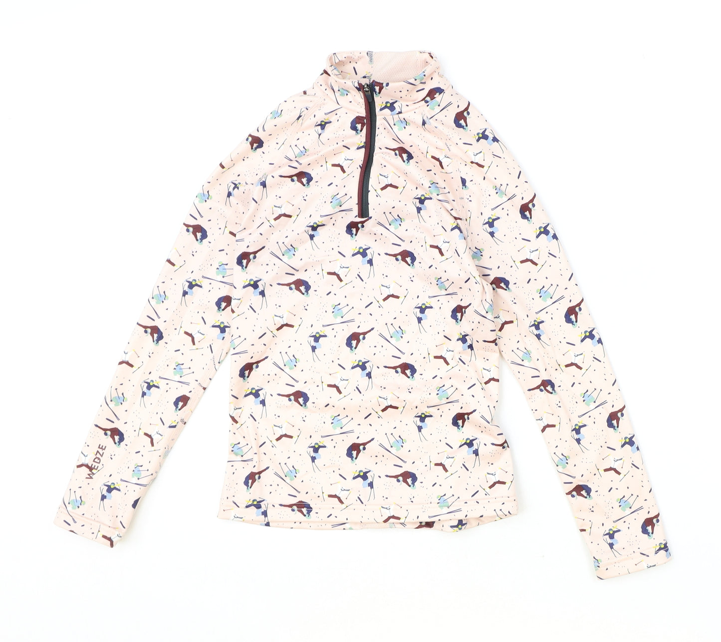 DECATHLON Girls Pink Geometric Polyester Pullover Sweatshirt Size 10 Years Zip - Birds