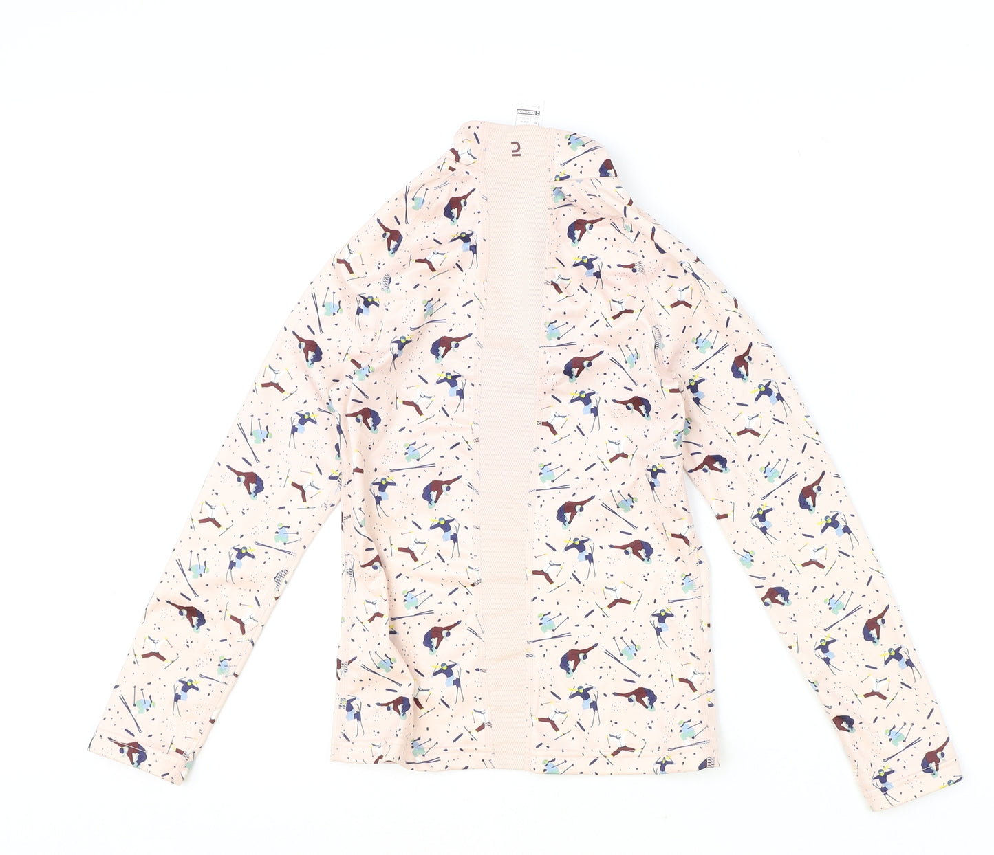 DECATHLON Girls Pink Geometric Polyester Pullover Sweatshirt Size 10 Years Zip - Birds