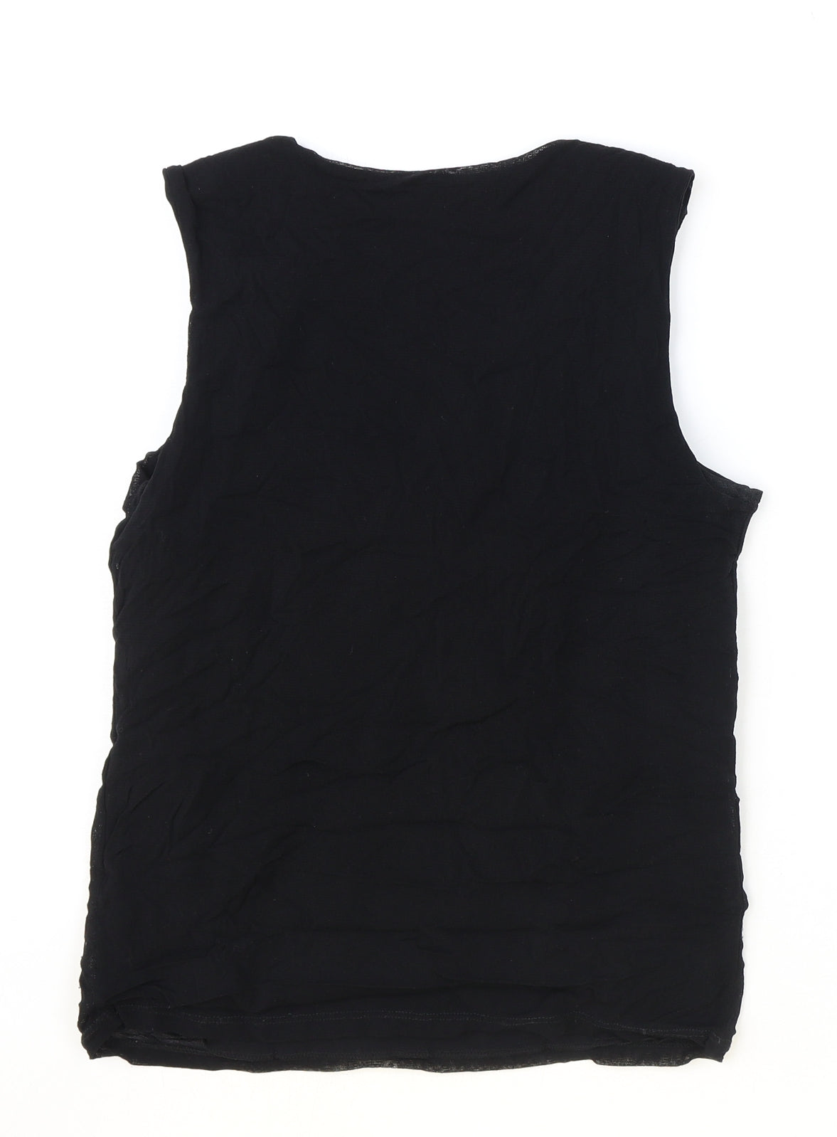 BHS Womens Black Geometric Nylon Basic Tank Size 14 V-Neck