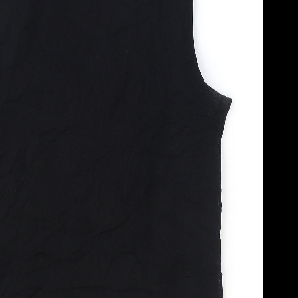 BHS Womens Black Geometric Nylon Basic Tank Size 14 V-Neck