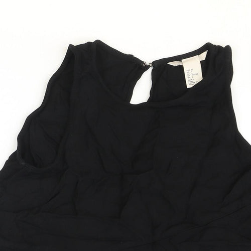 H&M Womens Black Viscose Basic Tank Size 8 Scoop Neck - Asymmetric
