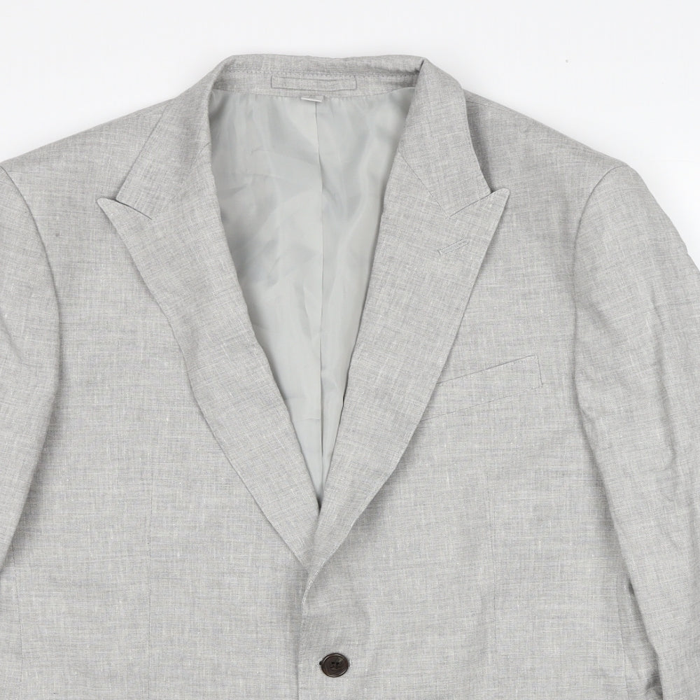 Marks and Spencer Mens Grey Linen Jacket Suit Jacket Size XL Regular