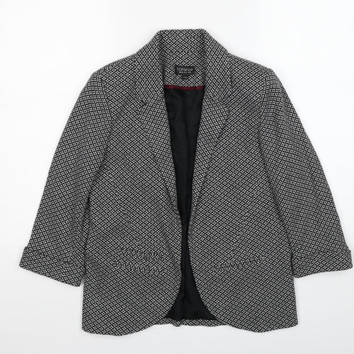 Topshop Womens Black Geometric Jacket Blazer Size 8
