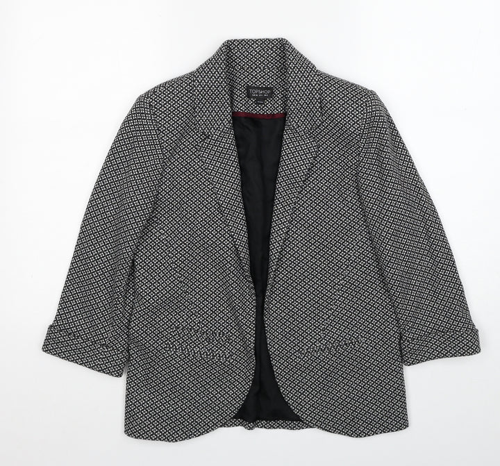 Topshop Womens Black Geometric Jacket Blazer Size 8