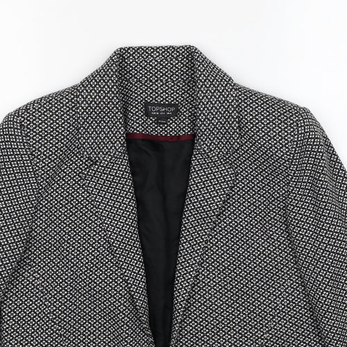 Topshop Womens Black Geometric Jacket Blazer Size 8