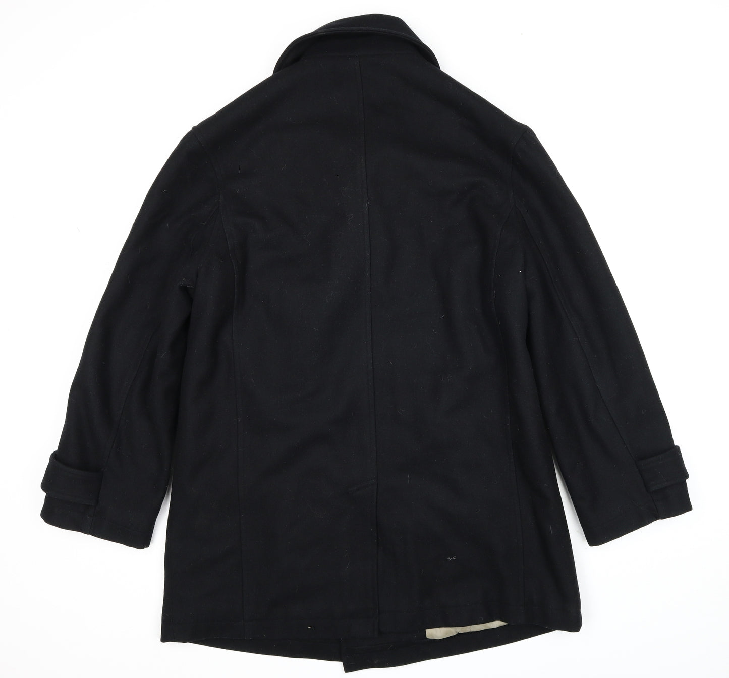 Burton Mens Black Pea Coat Coat Size L Button