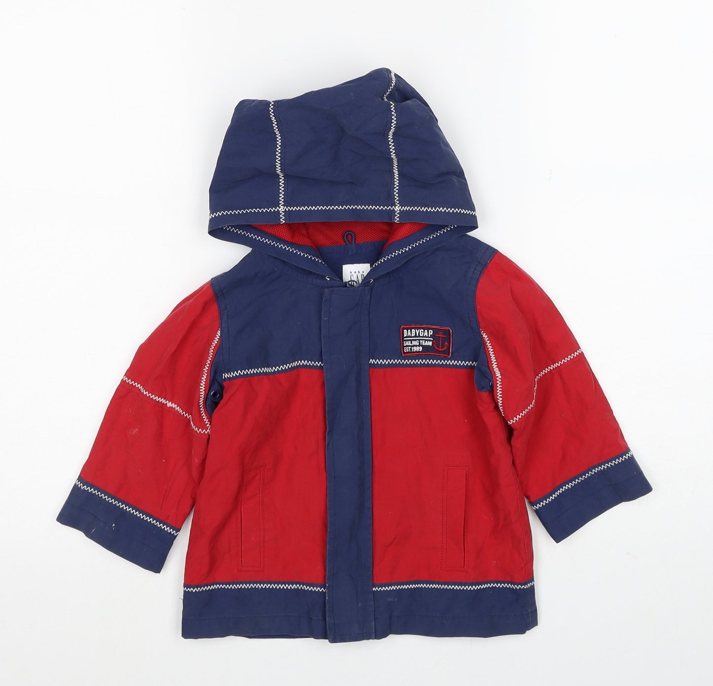 Gap Boys Red Colourblock Basic Jacket Jacket Size 18-24 Months Zip