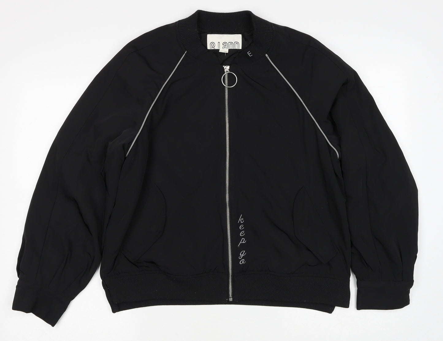 Preworn Womens Black Bomber Jacket Jacket Size M Zip - Motivate