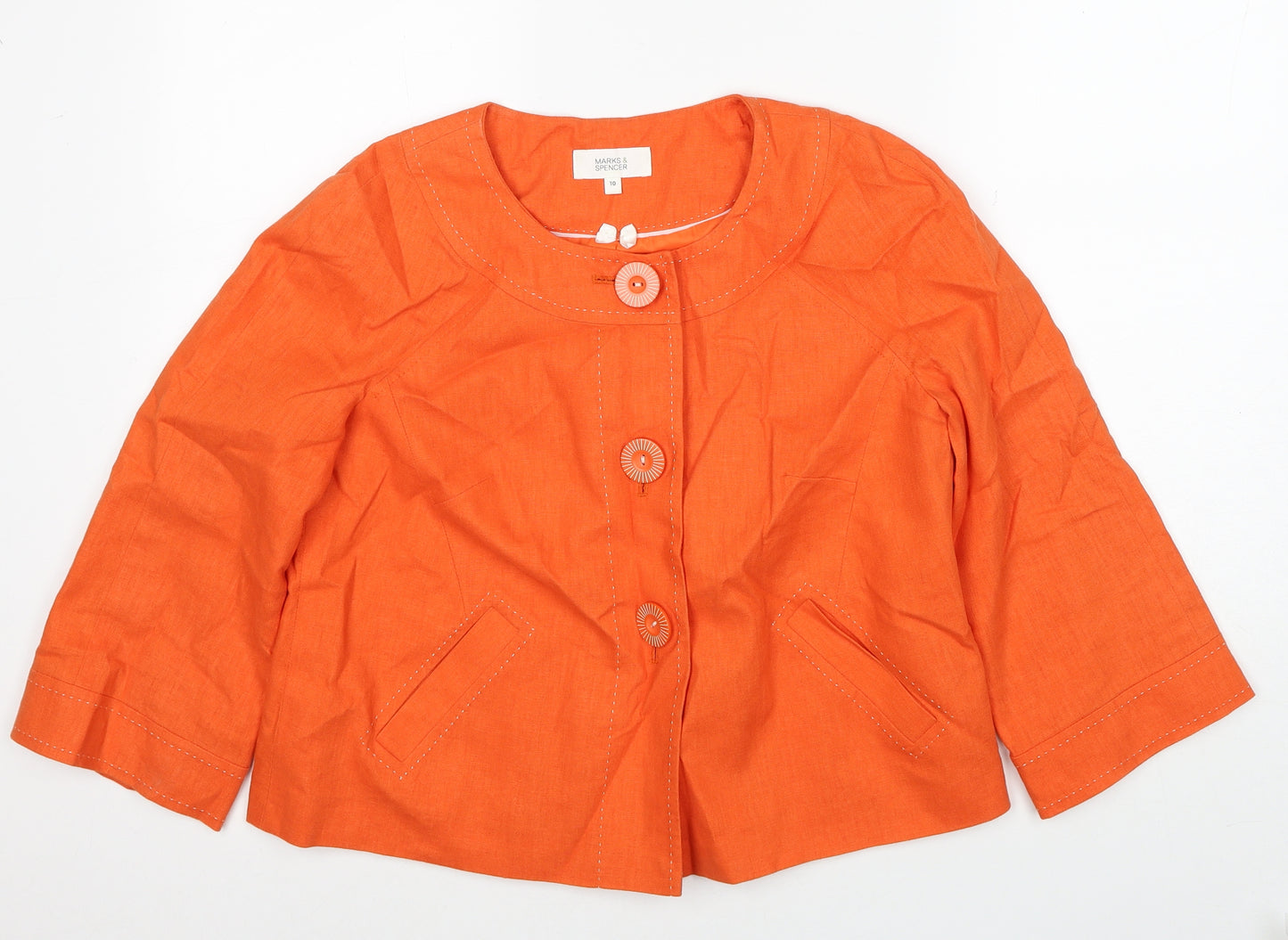 Marks and Spencer Womens Orange Jacket Size 10 Button