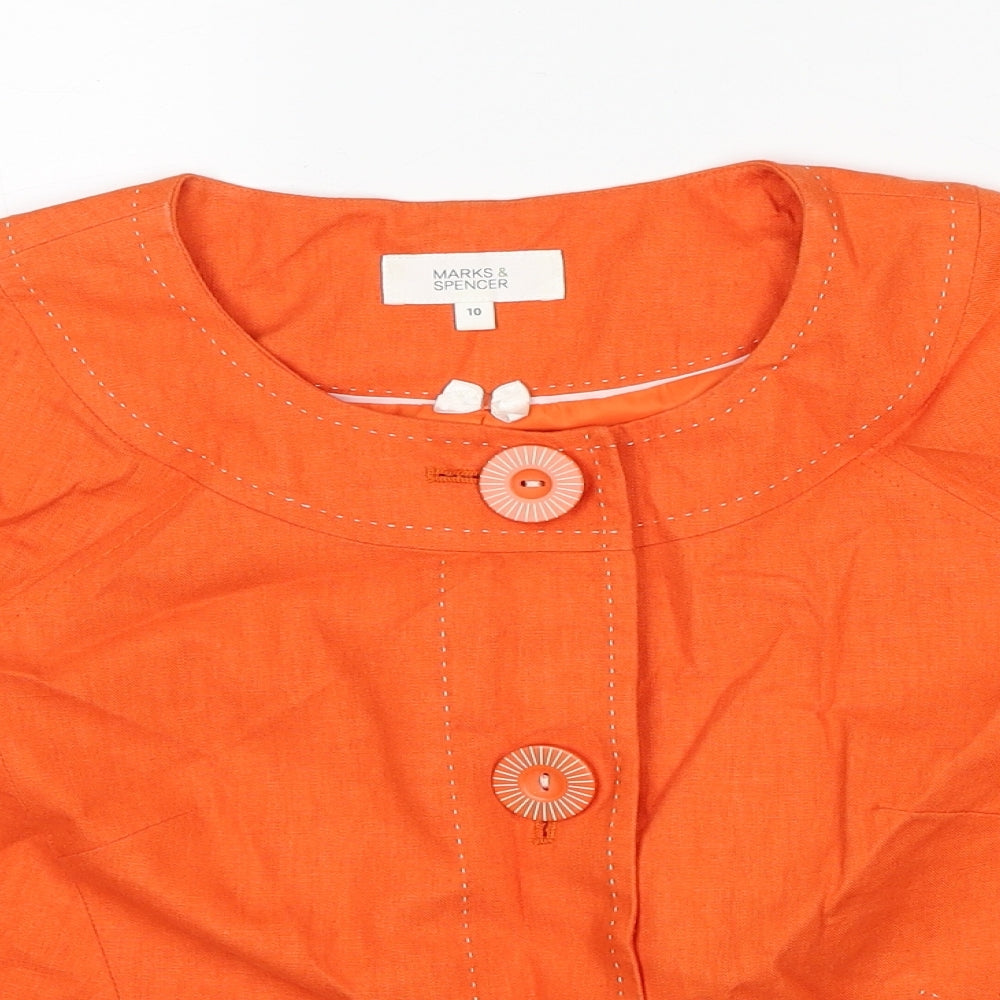 Marks and Spencer Womens Orange Jacket Size 10 Button