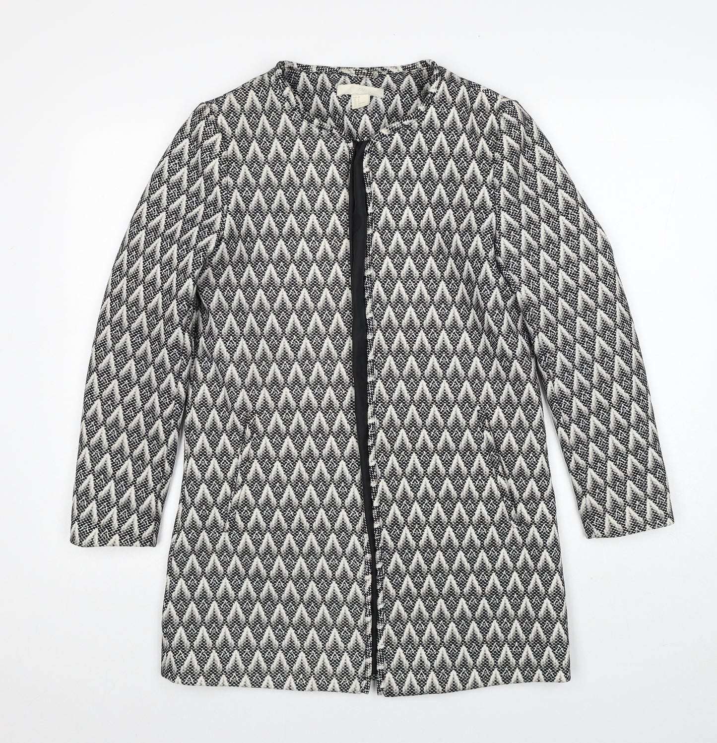H&M Womens Black Geometric Jacket Blazer Size 8