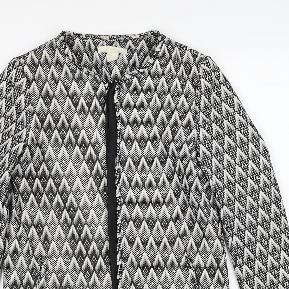 H&M Womens Black Geometric Jacket Blazer Size 8