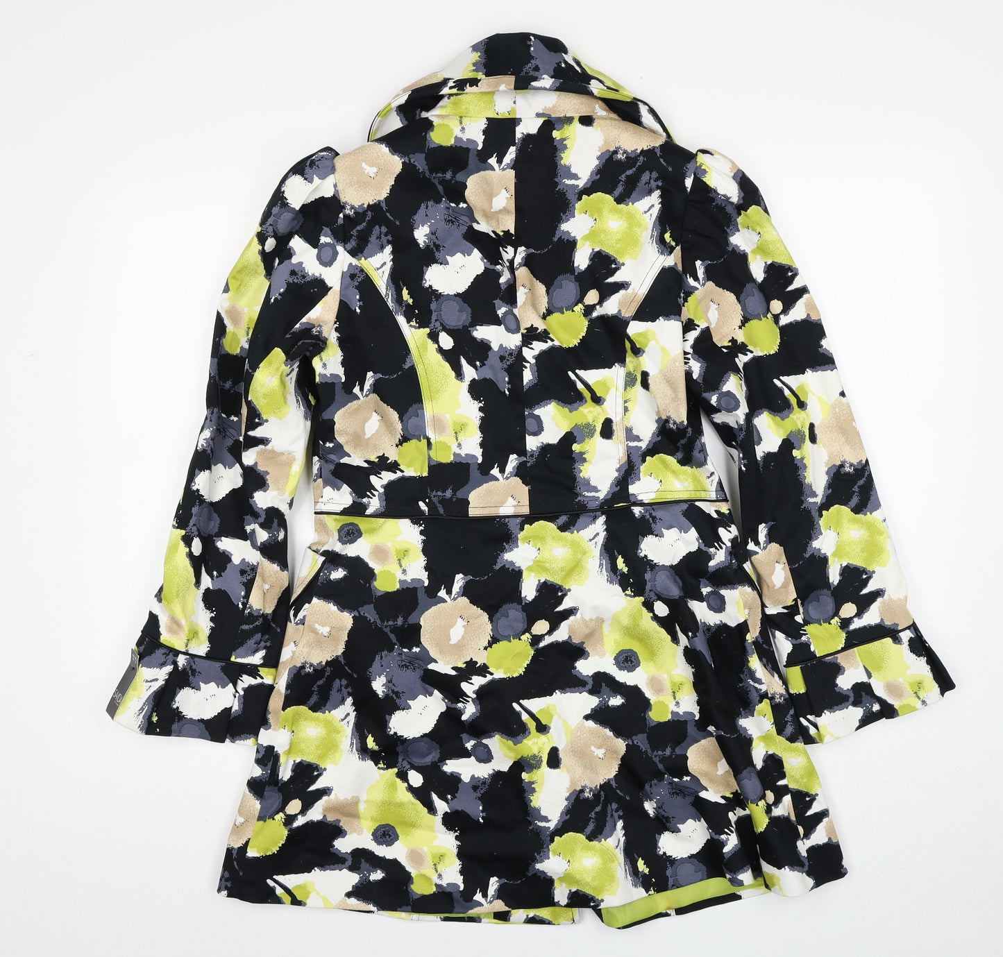 Savida Womens Multicoloured Geometric Overcoat Jacket Size 12 Button
